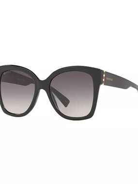 Gucci Black Frame Gradient Gray Lens Women's Square Sunglasses